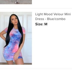 Fashion Nova pink and blue velour mini dress